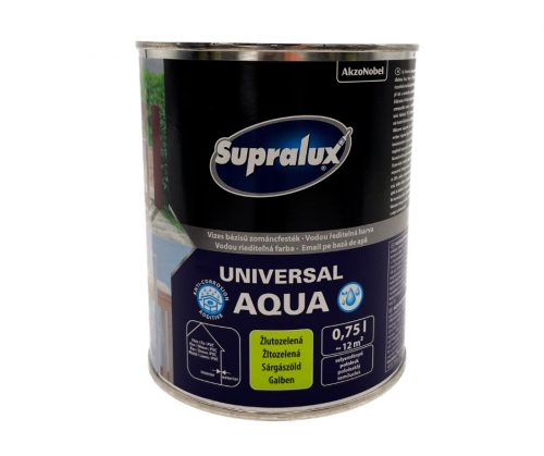 Supralux Universal aqua vízbázisú selyemfényű zománcfesték 0,75l Sárgászöld