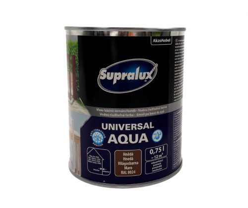 Supralux Universal aqua vízbázisú selyemfényű zománcfesték 2,5l RAL8024 Világosbarna