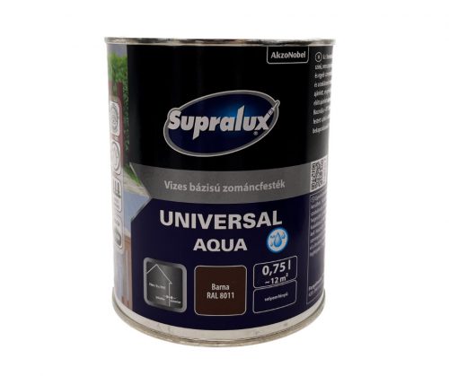 Supralux Universal aqua vízbázisú selyemfényű zománcfesték 0,75l RAL8011 Barna