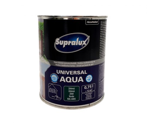 Supralux Universal aqua vízbázisú selyemfényű zománcfesték 0,75l RAL6005 Zöld