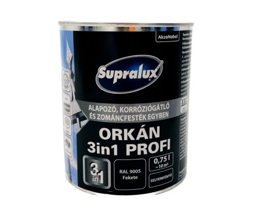 Supralux Orkán 3in1 Profi selyemfényű zománcfesték 0,75l RAL9005 Fekete