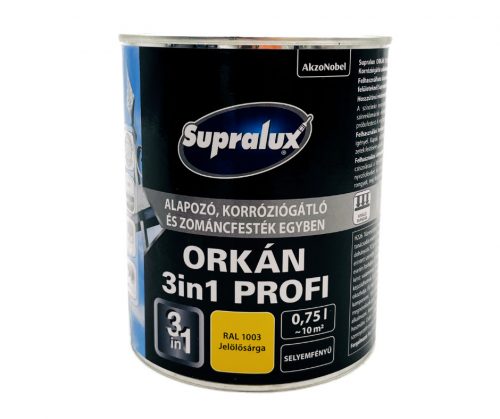 Supralux Orkán 3in1 Profi selyemfényű zománcfesték 0,75l RAL1003 Jelölősárga