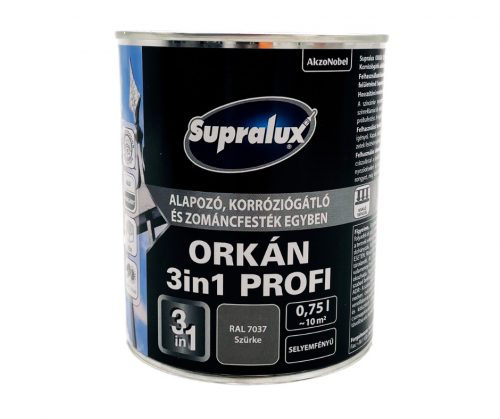 Supralux Orkán 3in1 Profi selyemfényű zománcfesték 0,75l RAL7037 Szürke