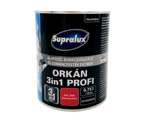 Supralux Orkán 3in1 Profi selyemfényű zománcfesték 0,75l RAL3002 Kárminvörös