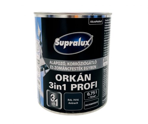 Supralux Orkán 3in1 Profi selyemfényű zománcfesték 0,75l RAL7016 Antracit