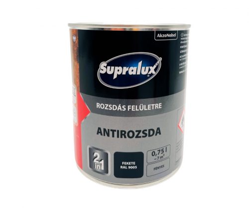 Supralux Antirozsda fémfesték fényes 0,75l RAL9005 Fekete