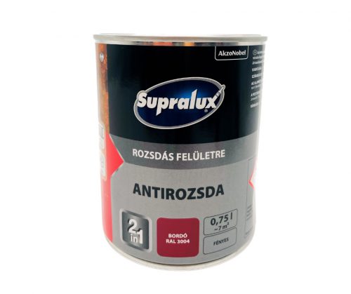 Supralux Antirozsda fémfesték fényes 0,75l RAL3004 Bordó