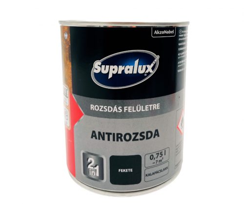 Supralux Antirozsda fémfesték kalapácslakk 0,75l Fekete