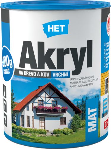 Het Akryl Mat vízbázisú matt zománcfesték  0,7l Szürke 0111