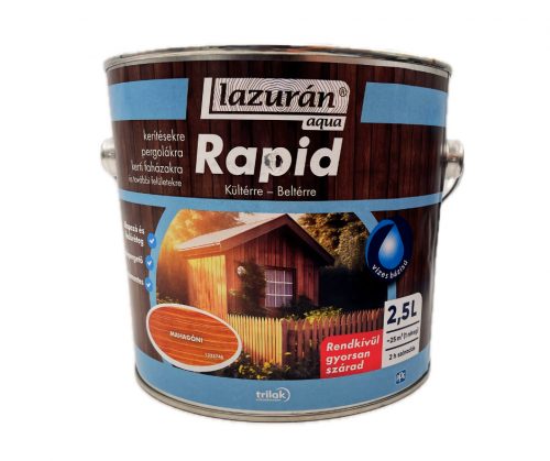 Lazurán aqua Rapid vízbázisú vékonylazúr 2,5l Mahagóni